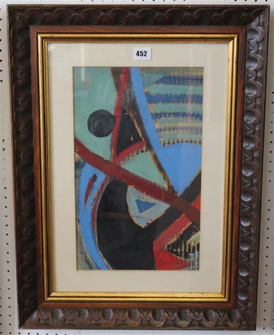 Abstract composition oil on card
